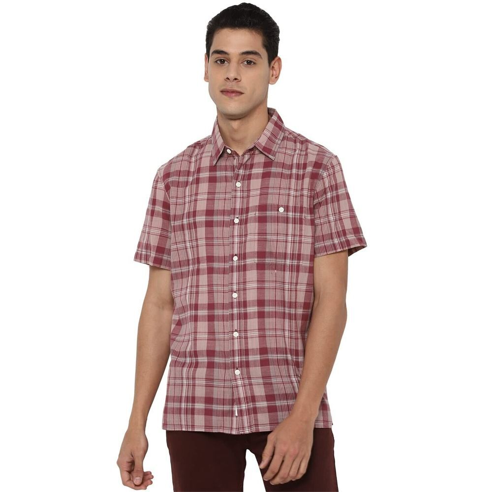 American Eagle Outfitters‎ Mens Button Down Red Plaid Short Sleeve Size Small